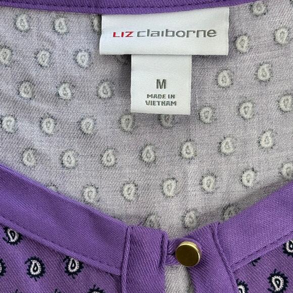 Liz Claiborne Purple Sleeveless Keyhole Neck Tank Top Blouse Womens Size Medium - Picture 6 of 9